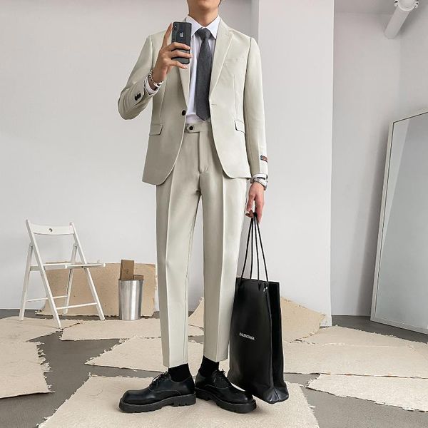 men's suits & blazers 2021 fashion men suit slim fit prom wedding groom jacket pants set male casual man business blazer sets w446, White;black
men's suits & blazers 2021 fashion men suit slim fit prom wedding groom jacket pants set male casual man business blazer sets w446, White;black