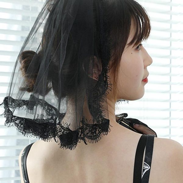 bridal veils qx2f 1 tier wedding veil with plastic comb lace edge sheer tulle for bride bridesmaid flower girl short length, Black
bridal veils qx2f 1 tier wedding veil with plastic comb lace edge sheer tulle for bride bridesmaid flower girl short length, Black