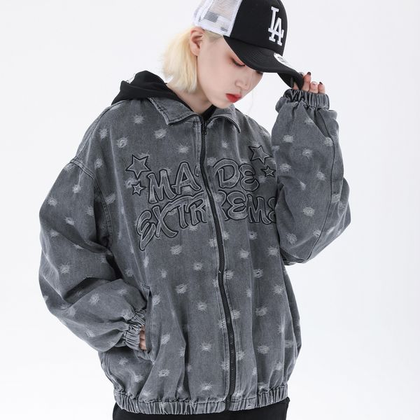 2021 new woman/men's clothes letter embroidered denim jacket street fashion rock hip hop casual loose comfortable harajuku streetwear a, Black;brown
2021 new woman/men's clothes letter embroidered denim jacket street fashion rock hip hop casual loose comfortable harajuku streetwear a, Black;brown