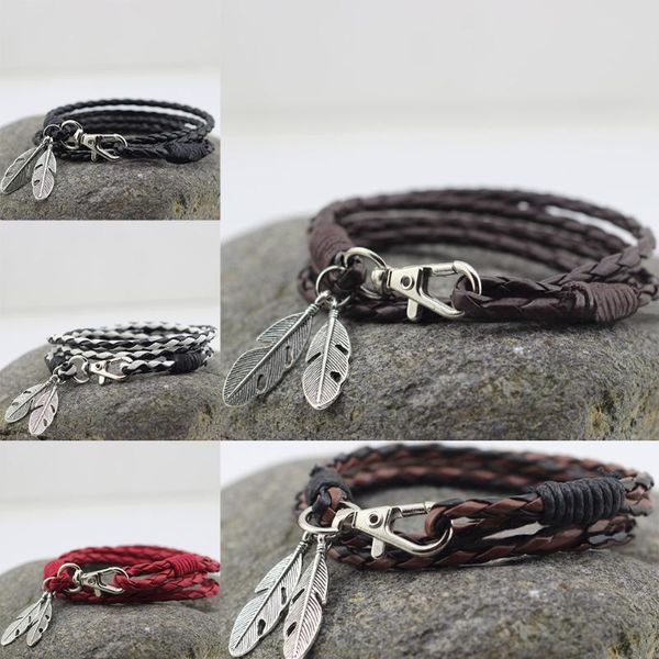 charm bracelets pu leather feather fashion lucky bangles men jewelry accessories, Golden;silver
charm bracelets pu leather feather fashion lucky bangles men jewelry accessories, Golden;silver