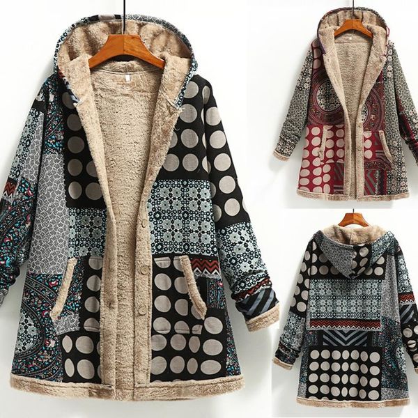 women's wool & blends vintage print outwear womens pockets hooded warm winter cardigan coats with coat, Black
women's wool & blends vintage print outwear womens pockets hooded warm winter cardigan coats with coat, Black