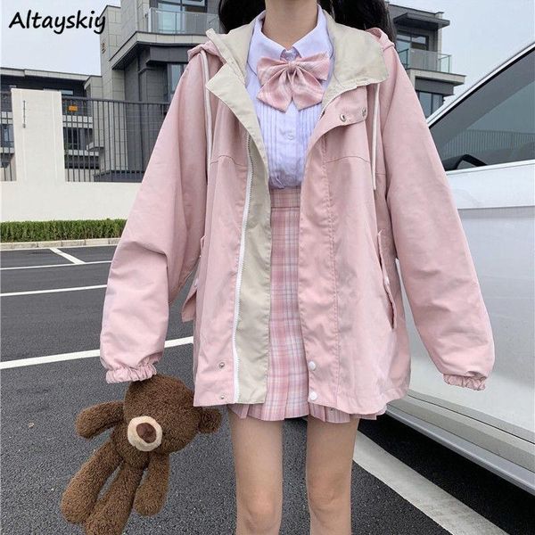 women's jackets basic women loose patchwork hooded pockets fake two piece cargo style preppy students streetwear japanese version baggy, Black;brown
women's jackets basic women loose patchwork hooded pockets fake two piece cargo style preppy students streetwear japanese version baggy, Black;brown