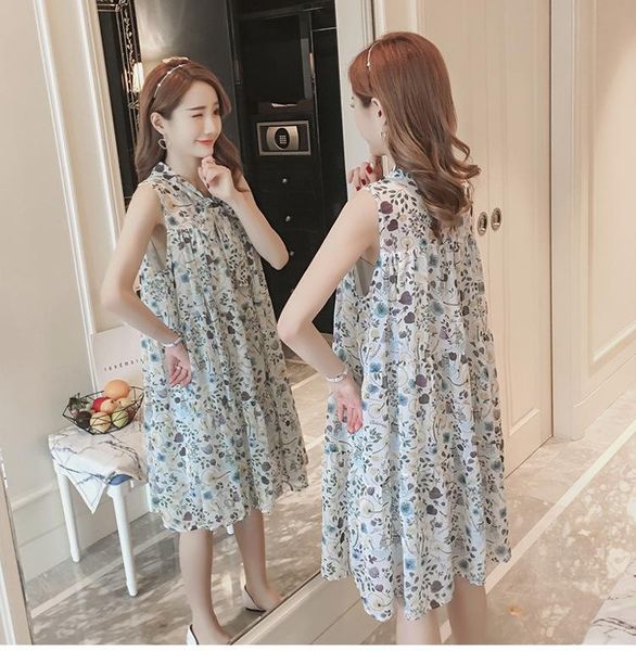 maternity dresses summer pregnant women floral v-neck dress mid-length korean fashion mother sleeveless chiffon vest, White
maternity dresses summer pregnant women floral v-neck dress mid-length korean fashion mother sleeveless chiffon vest, White