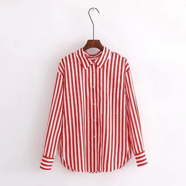 women's blouses & shirts 2021 fashion temperament slim spring blouse pocket red white vertical stripes stitching long sleeve sh
women's blouses & shirts 2021 fashion temperament slim spring blouse pocket red white vertical stripes stitching long sleeve sh