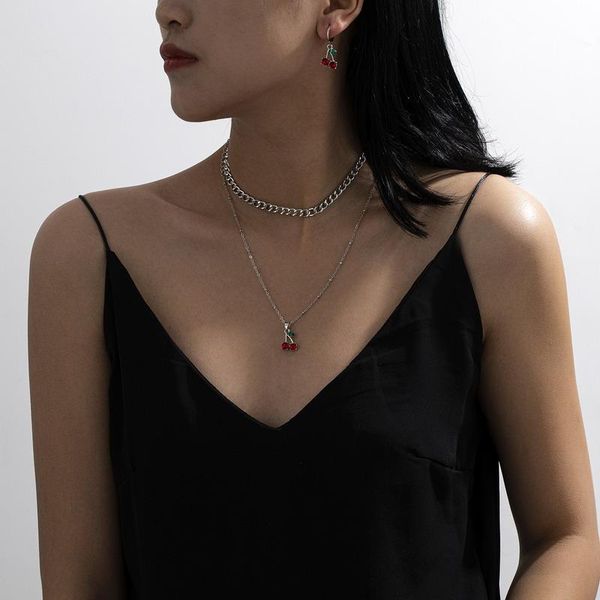 earrings & necklace 2021 fashion charm cherry crystal pendant for women gold color twisted chain set wedding jewelry gift, Silver
earrings & necklace 2021 fashion charm cherry crystal pendant for women gold color twisted chain set wedding jewelry gift, Silver
