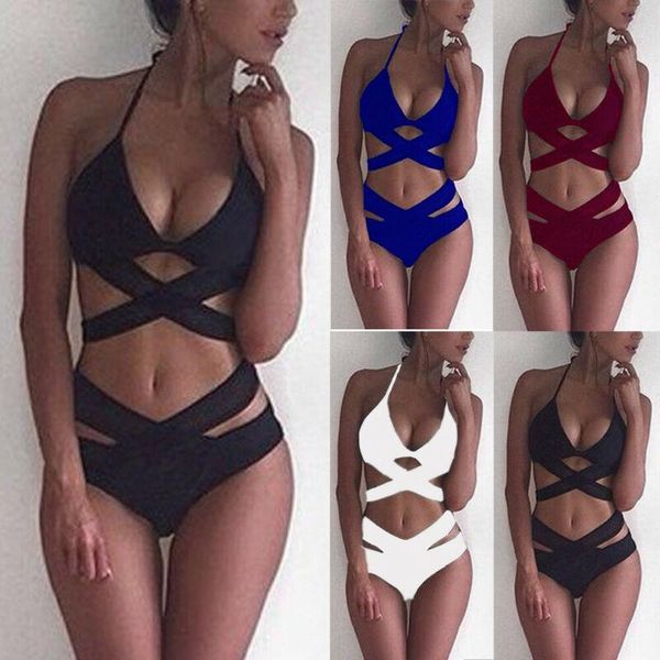 women's swimwear summer fashion women high waisted bikini set halter bandage swimsuit padded push-up bra hollow bathing suit, White;black
women's swimwear summer fashion women high waisted bikini set halter bandage swimsuit padded push-up bra hollow bathing suit, White;black