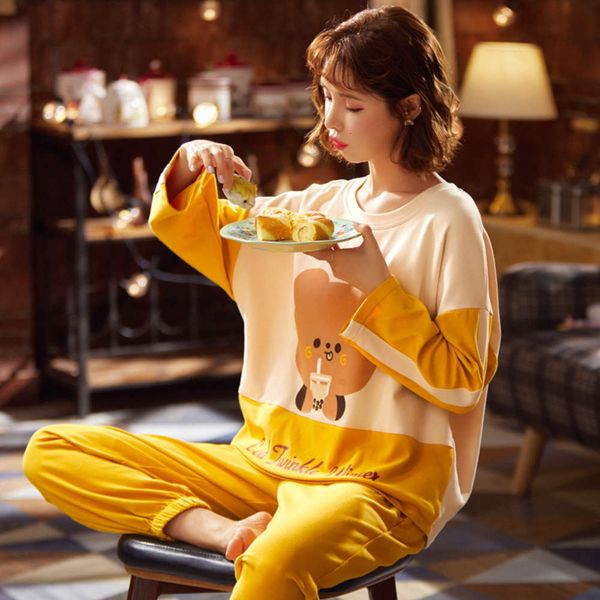 pajamas women's long sleeve cotton korean cartoon cute suit in spring and autumn, Black;red
pajamas women's long sleeve cotton korean cartoon cute suit in spring and autumn, Black;red