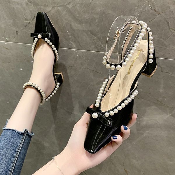 Elegant Ladies Pearls High Heels Sandals Summer 2021 Ankle Strap Pearl Pumps Women Square Toe Thick Heeled Party ShoesDress Shoes, Apricot
Elegant Ladies Pearls High Heels Sandals Summer 2021 Ankle Strap Pearl Pumps Women Square Toe Thick Heeled Party ShoesDress Shoes, Apricot