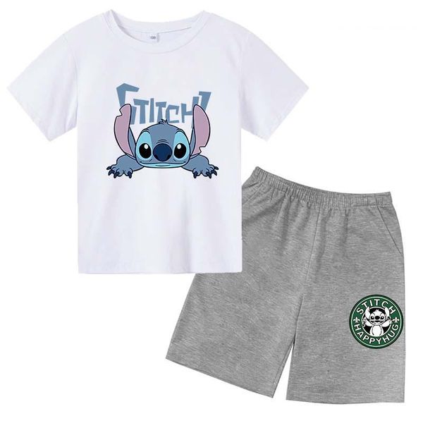 clothing sets children's cotton loose casual summer style stitch print suit boys and girls short sleeve + shorts two-piece, White
clothing sets children's cotton loose casual summer style stitch print suit boys and girls short sleeve + shorts two-piece, White