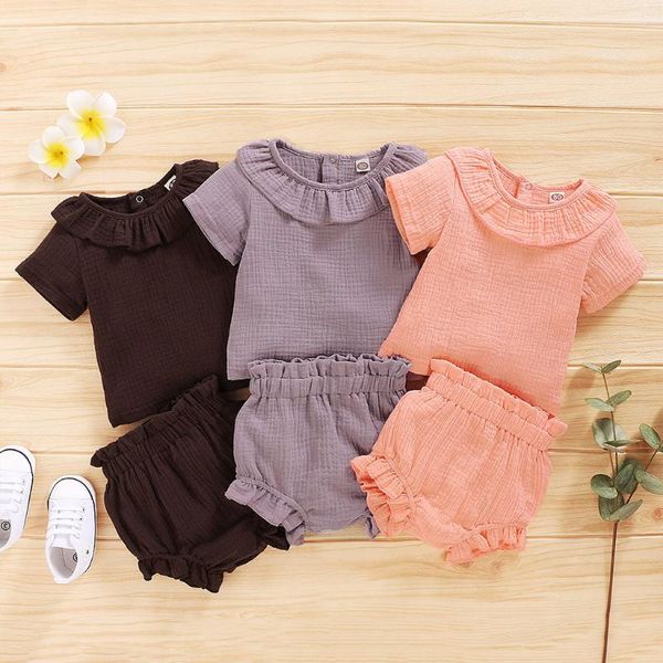 newborn baby girls clothes cotton linen ruffles short sleeve solid t-shirt +shorts outfits summer baby set 6 9 12 18 months, White
newborn baby girls clothes cotton linen ruffles short sleeve solid t-shirt +shorts outfits summer baby set 6 9 12 18 months, White