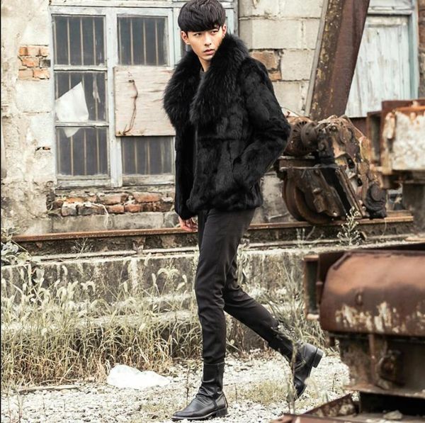 men's leather & faux 2021 genuine fur jacket bigger raccoon collar men fashion winter coat, Black
men's leather & faux 2021 genuine fur jacket bigger raccoon collar men fashion winter coat, Black
