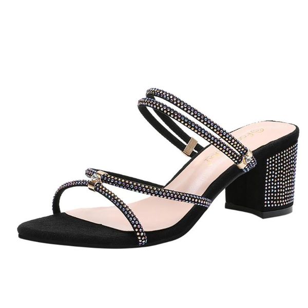 women designer new summer fashion crystal sandals thick-heeled open-toed beach women slippers casual party sandals 2021#23, Black
women designer new summer fashion crystal sandals thick-heeled open-toed beach women slippers casual party sandals 2021#23, Black