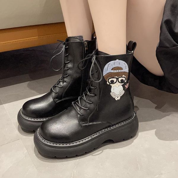 boots women's ankle 2021 fashion female short round head autumn winter platform lace up, Black
boots women's ankle 2021 fashion female short round head autumn winter platform lace up, Black