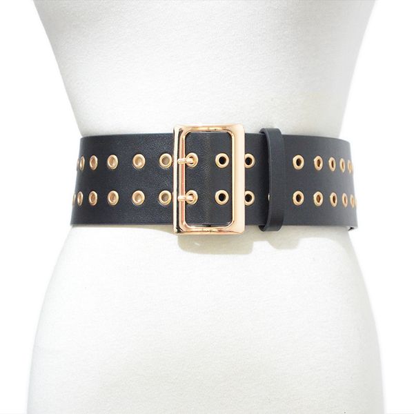 fashionable round hole pin buckle double row women's punk wide belt versatile air eyelid belt women's waist cover, Black;brown
fashionable round hole pin buckle double row women's punk wide belt versatile air eyelid belt women's waist cover, Black;brown