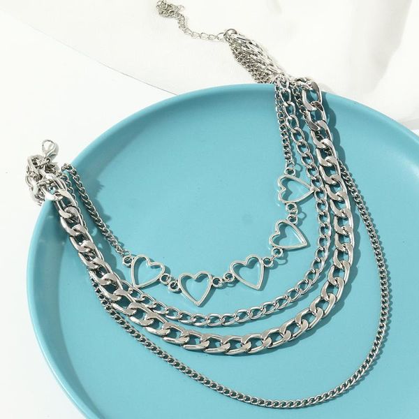 chains retro fashion multi-layer punk necklace, suitable for women heart-shaped metal necklace accessories jewelry gifts, Silver
chains retro fashion multi-layer punk necklace, suitable for women heart-shaped metal necklace accessories jewelry gifts, Silver