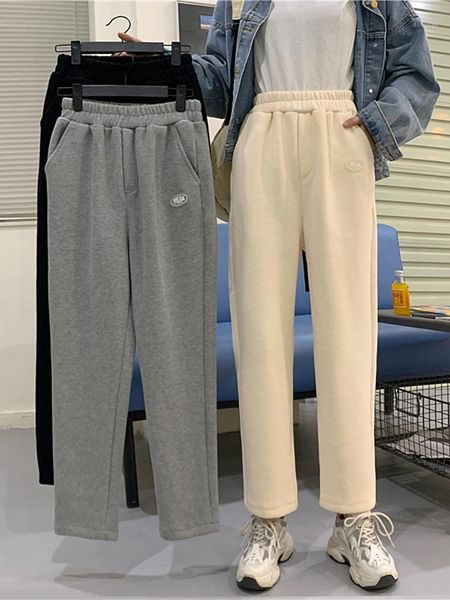 korean version of 2021 velvet thickened high-waist straight rolled casual pants women stacking leggings women's & capris, Black;white
korean version of 2021 velvet thickened high-waist straight rolled casual pants women stacking leggings women's & capris, Black;white