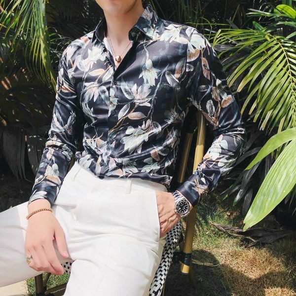 men's printed shirt spring summer 2021 men's fashion casual slim long sleeve wrinkle-shirt clothing, White;black
men's printed shirt spring summer 2021 men's fashion casual slim long sleeve wrinkle-shirt clothing, White;black