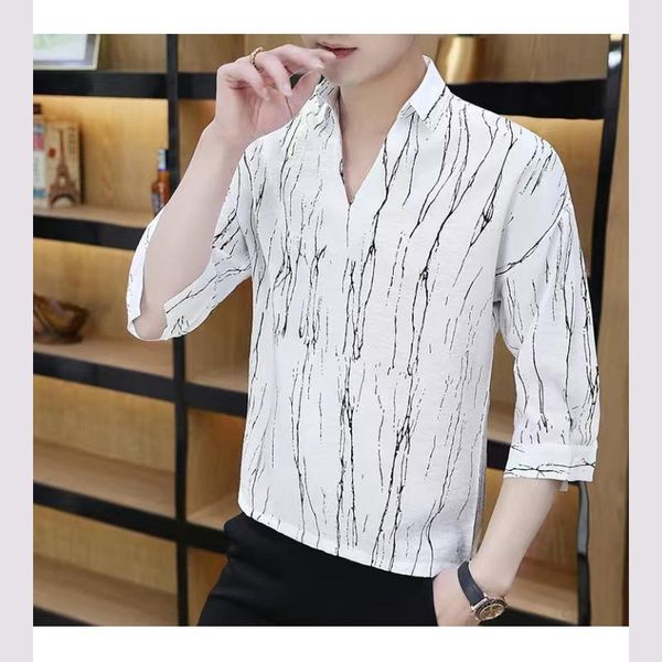 men's casual shirts summer brand mid-sleeve four-way stretch shirt trendy loose business jacket outside, White;black
men's casual shirts summer brand mid-sleeve four-way stretch shirt trendy loose business jacket outside, White;black