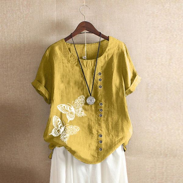 women's blouses & shirts butterfly printing ladies casual round neck short sleeve loose shirt buttoned cotton and linen blusas, White
women's blouses & shirts butterfly printing ladies casual round neck short sleeve loose shirt buttoned cotton and linen blusas, White
