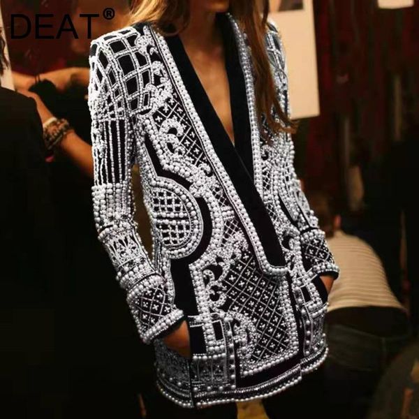 women's suits & blazers deat 2021 autumn and winter fashion v-neck patchwork long sleeve thickened suit printed coat, White;black
women's suits & blazers deat 2021 autumn and winter fashion v-neck patchwork long sleeve thickened suit printed coat, White;black