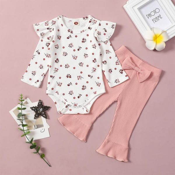 clothing sets two piece autumn infant baby girls clothes sets, fresh floral short sleeve round collar romper and solid color trumpet trouser, White
clothing sets two piece autumn infant baby girls clothes sets, fresh floral short sleeve round collar romper and solid color trumpet trouser, White