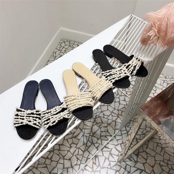 women's slippers designed women shoes genuine leather sweet pearl ladies slippers outdoor flat, Black
women's slippers designed women shoes genuine leather sweet pearl ladies slippers outdoor flat, Black