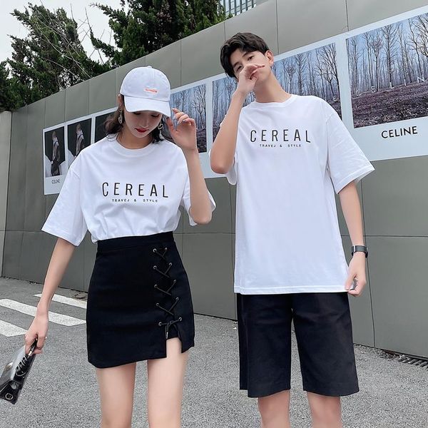 women's t-shirt simple and versatile t matches short skirt lovers suit couples clothes clothing, White
women's t-shirt simple and versatile t matches short skirt lovers suit couples clothes clothing, White