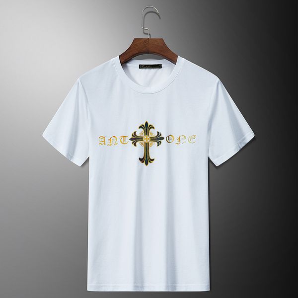 short t-shirt street fashion cross men's european mercerized cotton half sleeve t-shirt, White
short t-shirt street fashion cross men's european mercerized cotton half sleeve t-shirt, White