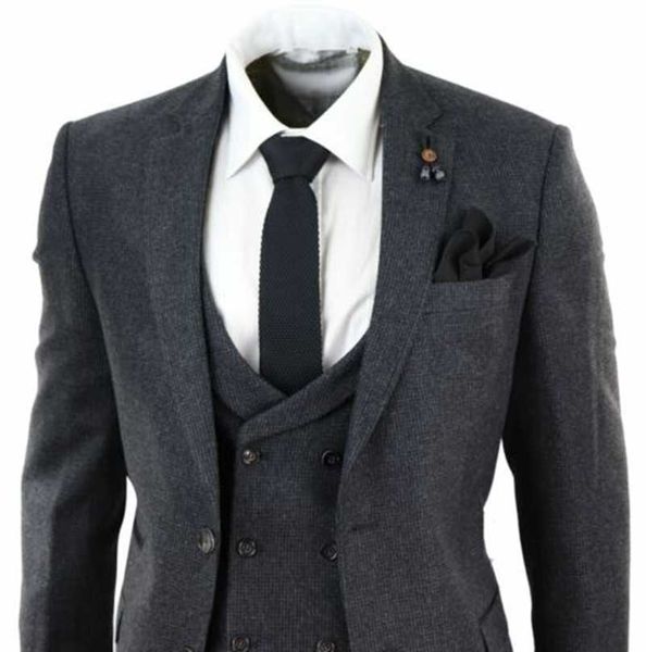 men's suits & blazers charcoal mens wool blend 3 piece notched lapel costume homme formal double breast waistcoat tweed peaky blinders, White;black
men's suits & blazers charcoal mens wool blend 3 piece notched lapel costume homme formal double breast waistcoat tweed peaky blinders, White;black