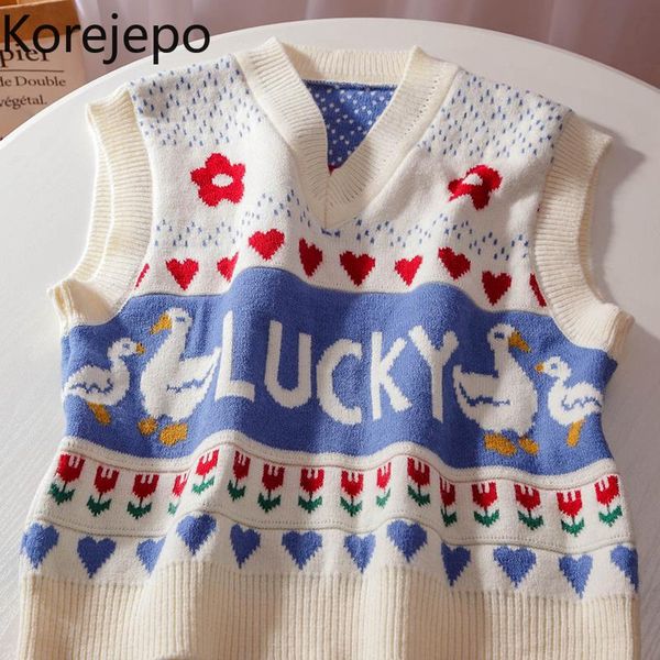 women's sweaters korejepo knitted vest women 2021 fall sweet print contrast color fashion v-neck pullover sleeveless waistcoat, White;black
women's sweaters korejepo knitted vest women 2021 fall sweet print contrast color fashion v-neck pullover sleeveless waistcoat, White;black