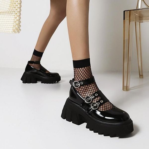 dress shoes muffin 2021 thick soled leffer women's one foot english small leather high round head chain single, Black
dress shoes muffin 2021 thick soled leffer women's one foot english small leather high round head chain single, Black