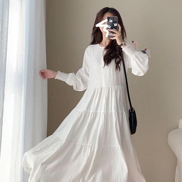 casual dresses french sweet and fresh dress ladies solid color round neck regular sleeve mid-length 2021, Black;gray
casual dresses french sweet and fresh dress ladies solid color round neck regular sleeve mid-length 2021, Black;gray