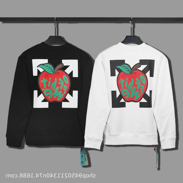 off winter 2021 new autumn apple arrow print casual round neck pullover for men and women, Black
off winter 2021 new autumn apple arrow print casual round neck pullover for men and women, Black