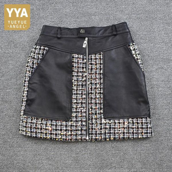 skirts sweet women sheepskin splice high waist skirt tweed plaid zipper a-line pockets elegant office lady short m-3xl, Black
skirts sweet women sheepskin splice high waist skirt tweed plaid zipper a-line pockets elegant office lady short m-3xl, Black