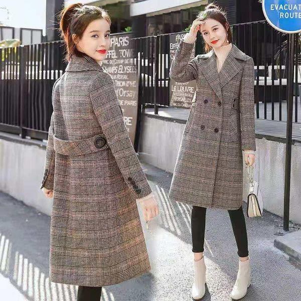 women's wool & blends women 's woolen coat 2021 youth winter thermal cotton long casual plaid sleeve, Black
women's wool & blends women 's woolen coat 2021 youth winter thermal cotton long casual plaid sleeve, Black