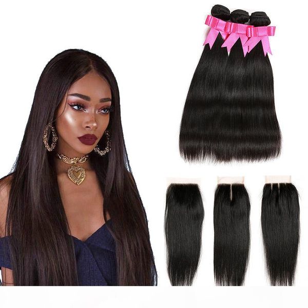 brazilian long straight virgin hair 3 bundles with lace closure brazilian human hair weaves with closure natural color wholesale deals, Black
brazilian long straight virgin hair 3 bundles with lace closure brazilian human hair weaves with closure natural color wholesale deals, Black