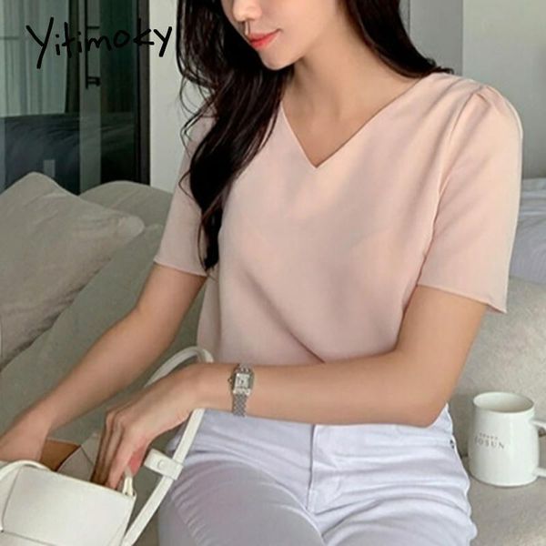 women's blouses & shirts yitimoky women v-neck simple pullover 2021 summer fashion short sleeve elegant solid office out wear casual sh, White
women's blouses & shirts yitimoky women v-neck simple pullover 2021 summer fashion short sleeve elegant solid office out wear casual sh, White