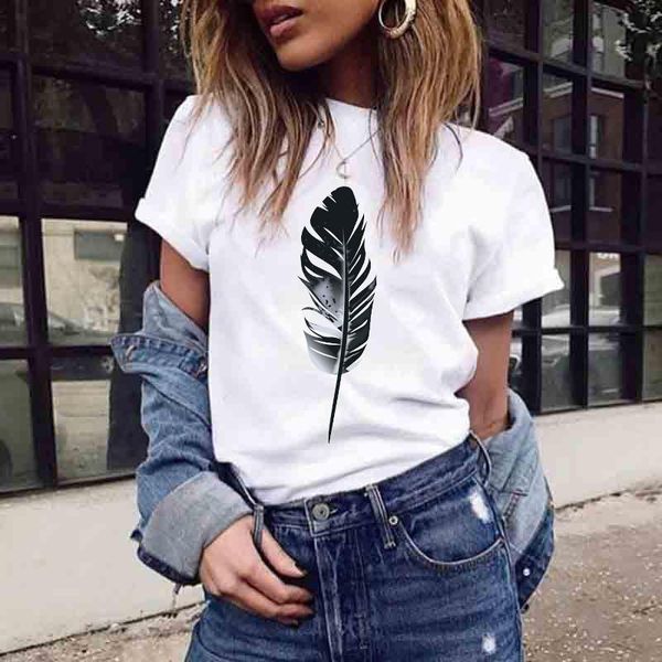 women's t-shirt feather printed father shirts perfect korean cotton shirt male round collar white female date back to school lady top
women's t-shirt feather printed father shirts perfect korean cotton shirt male round collar white female date back to school lady top