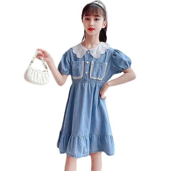 summer dress for girls patchwork party girl denim pockets children es casual style childrens clothing 210527, Red;yellow
summer dress for girls patchwork party girl denim pockets children es casual style childrens clothing 210527, Red;yellow