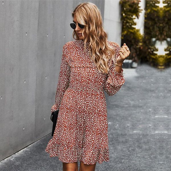 casual dresses autumn winter elegant slim print dress women o neck high waist full sleeve female office lady, Black;gray
casual dresses autumn winter elegant slim print dress women o neck high waist full sleeve female office lady, Black;gray