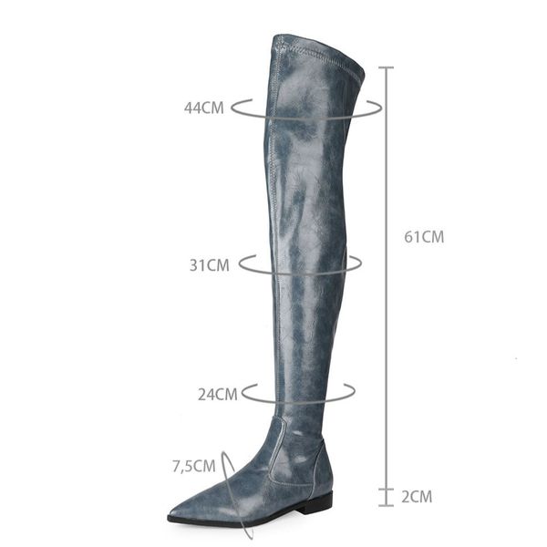 size large 34-45 female platform flat boots pointed to ladies femme hive chaude bot shoes ti2z, Black