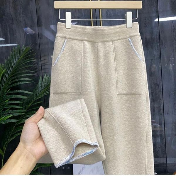 women's pants & capris autumn winter thick warm high elastic waist loose casual mopping drape straight leg knit with pockets, Black;white
women's pants & capris autumn winter thick warm high elastic waist loose casual mopping drape straight leg knit with pockets, Black;white