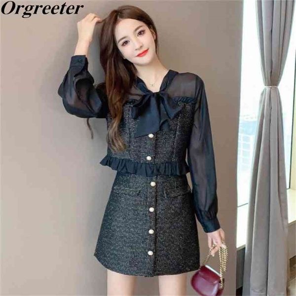 sweet princess tweed shirt skirt two piece sets women chiffon patchwork ruffles slim blouse and pearl button woolen suit 210602, White
sweet princess tweed shirt skirt two piece sets women chiffon patchwork ruffles slim blouse and pearl button woolen suit 210602, White