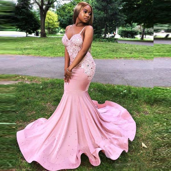 pink satin beaded mermaid evening dresses spaghetti strapless prom formal gowns, Black;red
pink satin beaded mermaid evening dresses spaghetti strapless prom formal gowns, Black;red