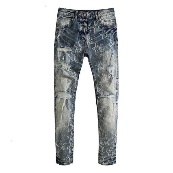 blue fashion brand fog am bull full star five pointed printed old big hole jeans men's and women's high street
blue fashion brand fog am bull full star five pointed printed old big hole jeans men's and women's high street