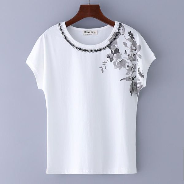 women's t-shirt summer short sleeve tshirts pullover tee relaxed fit cotton t-shirts plus size printing loose tshirt 3xl, White
women's t-shirt summer short sleeve tshirts pullover tee relaxed fit cotton t-shirts plus size printing loose tshirt 3xl, White