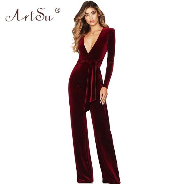 women's jumpsuits & rompers blue burgundy black winter deep v neck jumpsuit lady long sleeve sashes wide leg velvet womens party, Black;white
women's jumpsuits & rompers blue burgundy black winter deep v neck jumpsuit lady long sleeve sashes wide leg velvet womens party, Black;white
