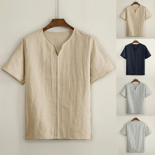 men's t-shirts men shirt casual blouse linen t-shirt loose v-neck short sleeve tee, White;black
men's t-shirts men shirt casual blouse linen t-shirt loose v-neck short sleeve tee, White;black
