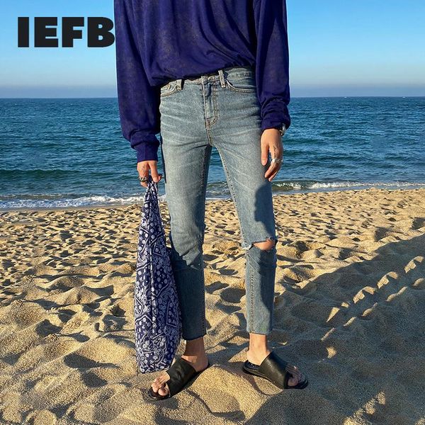 men's jeans iefb korean fashion ankle-length pants blue 2021 spring summer knee hole denim trousers vintage streetwear 9y6365
men's jeans iefb korean fashion ankle-length pants blue 2021 spring summer knee hole denim trousers vintage streetwear 9y6365