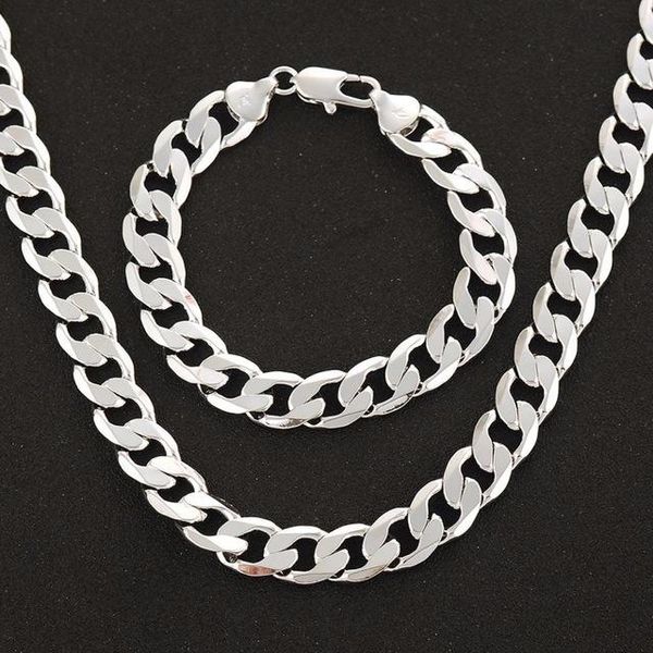 mens jewelry sets white gold filled plain curb link cuban chain necklace & bracelet set (24" & 8.26"), Silver
mens jewelry sets white gold filled plain curb link cuban chain necklace & bracelet set (24" & 8.26"), Silver